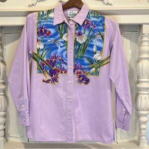 Vintage Quaker Factory Button Down Western Wearable Art Shirt SZ MED Dragonfly